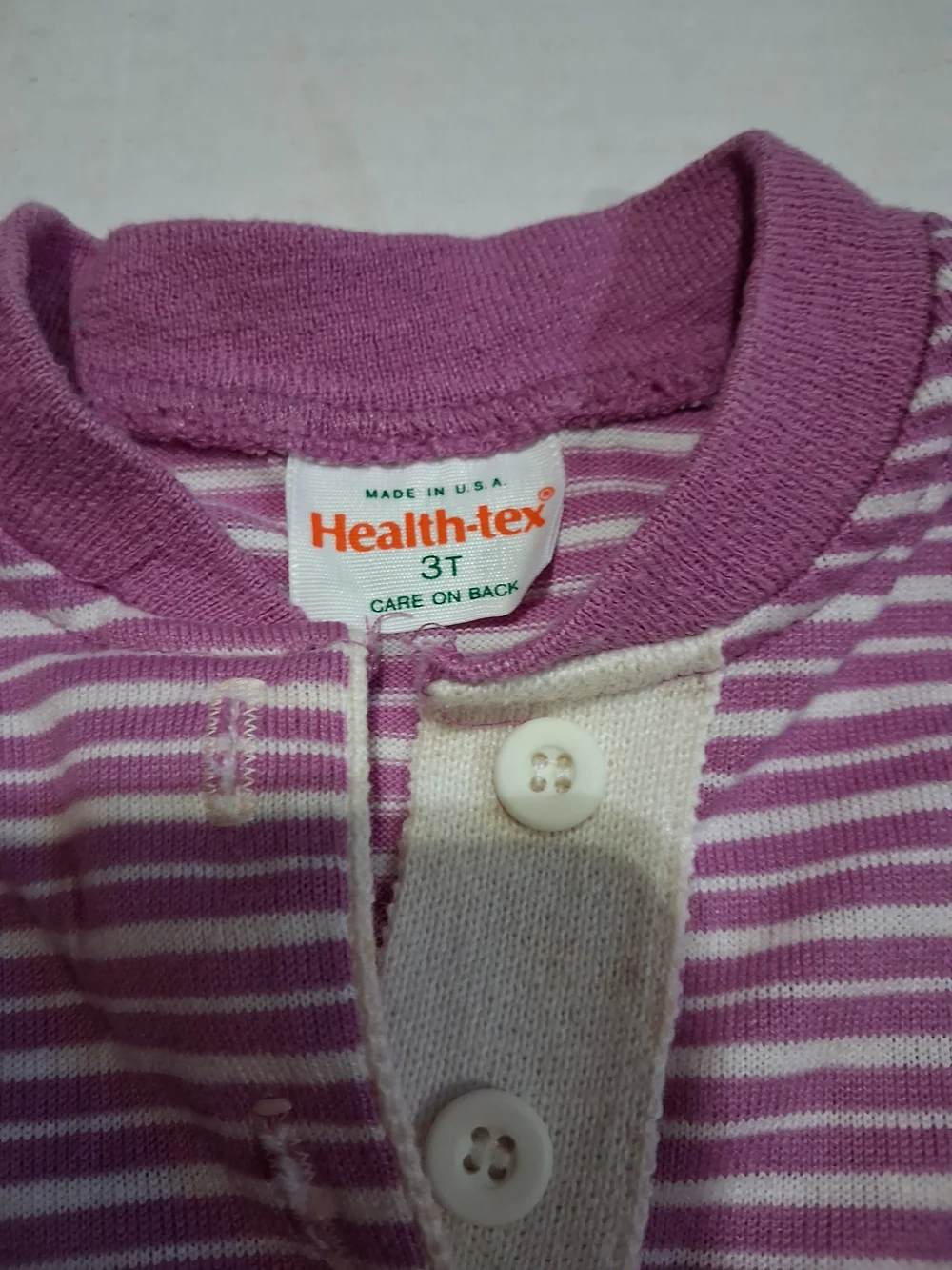 Vintage Healthtex Girls Purple Striped Short Sleeve Top 3T